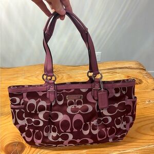 Coach Maroon Signature Shoulder Bag